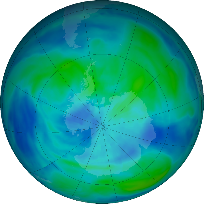 Antarctic ozone map for 28 March 2021